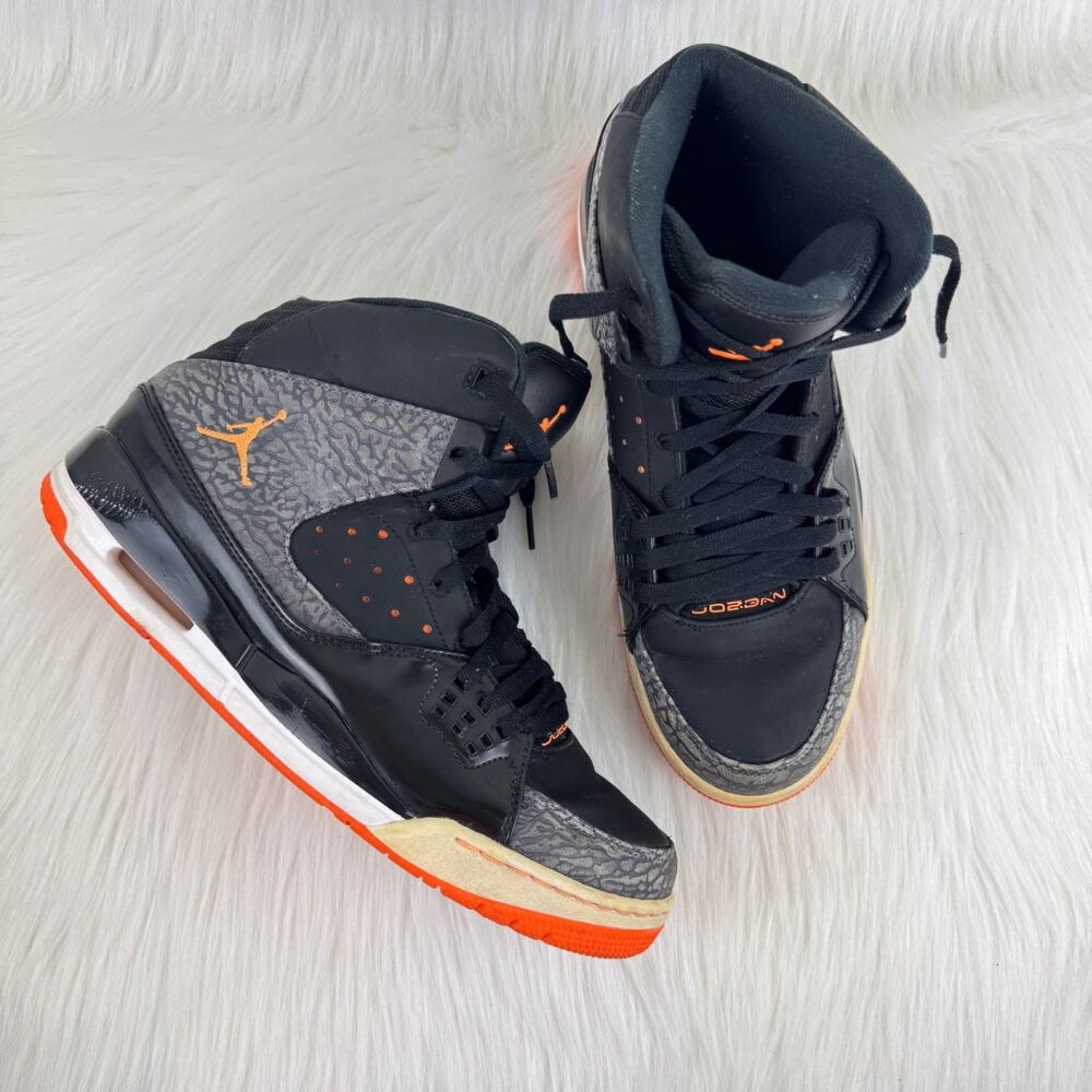Jordan Men's Black and Orange High-Top Sneakers